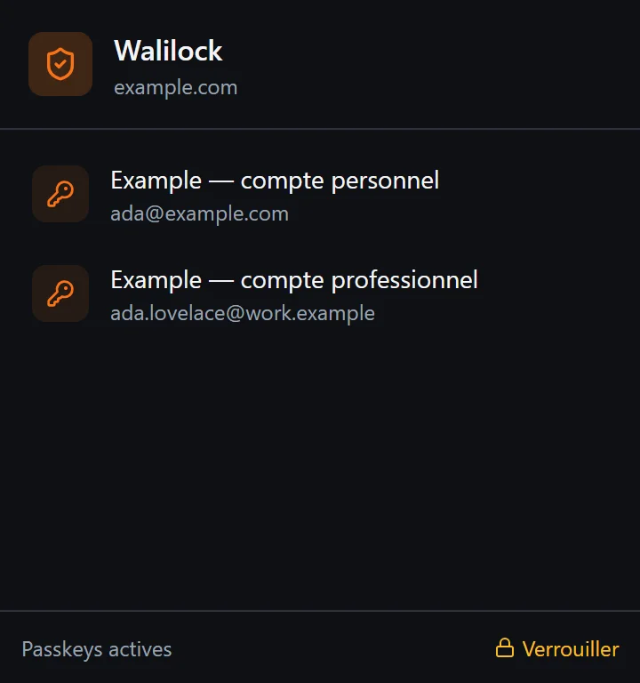 L’extension navigateur Walilock proposant de remplir un identifiant