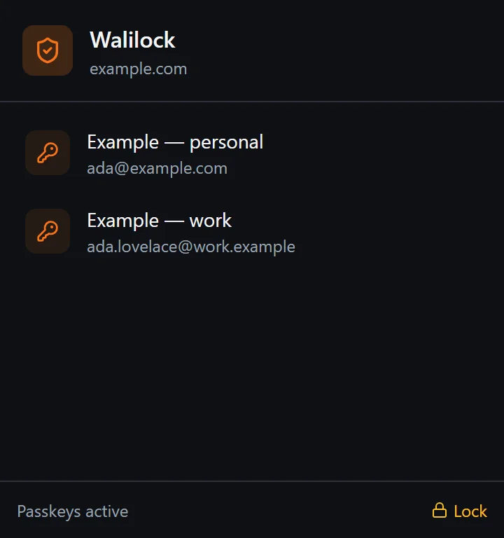 The Walilock browser extension offering to fill a login